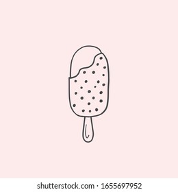 Ice cream. Vector linear illustration. Freehand doodle drawing. Ice cream icon.