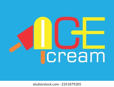 ice cream vector logo, a combination of objects written ice cream