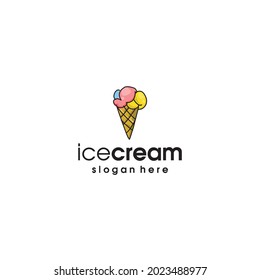 Ice Cream vector logo vintage hand-drawn, classic and rustic, very elegant for a company.