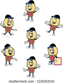 Ice Cream vector mascot design in several positions and several emotions