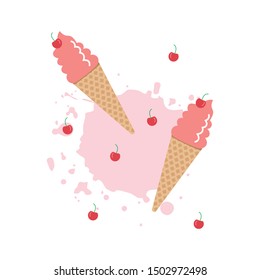Ice cream vector in nice colors isolated on white background
