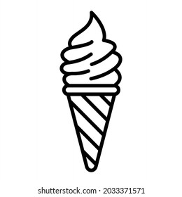 Ice Cream Vector Outline Icon Isolated On White Background
