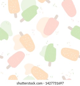 Ice cream vector pattern in pastel colors. Soft ice-cream background.
