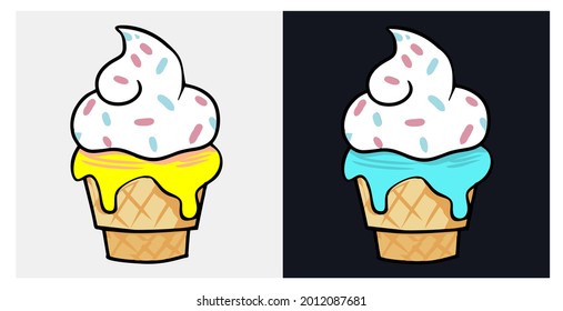 Ice cream Vector, Perfect for Illustration, Logo, Icon, Bacground, template.