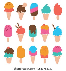Ice Cream Vector Seamless Icon Collection Set