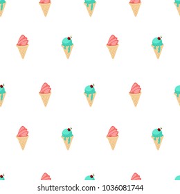 Ice cream vector seamless pattern on a white background for wallpaper, wrapping, packing, and backdrop.