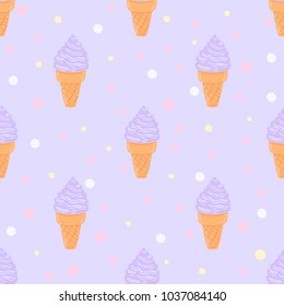 Ice cream vector seamless pattern on a circle background