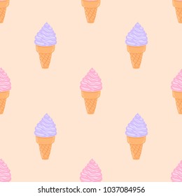 Ice cream vector seamless pattern 