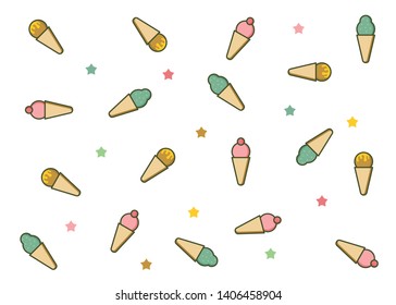 Ice cream vector seamless pattern