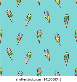 ice cream vector seamless pattern