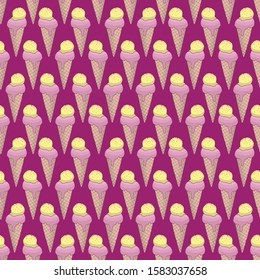 Ice cream vector seamless pattern design on purple background