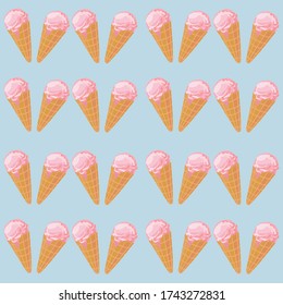 
ice cream vector seamless pattern on blue background. wrapping paper, textile, print, decorative element
