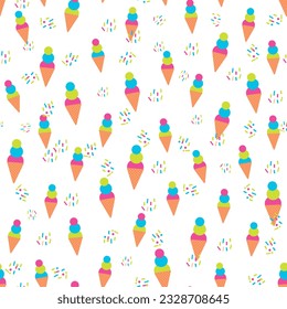 Ice cream vector seamless pattern