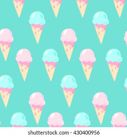 Ice Cream  Vector  Seamless Pattern