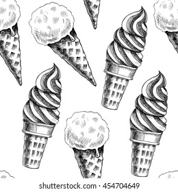  Ice cream  .Vector seamless pattern. Vintage style