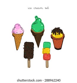 Ice cream vector set illustration  