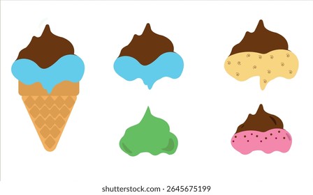Ice Cream Vector Set for Summer Designs, Sweet Summer, icecream icons, patterns, illustration