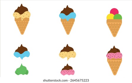 Ice Cream Vector Set for Summer Designs, Sweet Summer, icecream icons, patterns, illustration