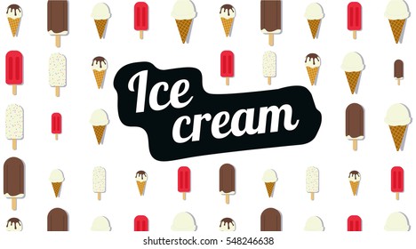 Ice cream vector sign illustration, poster or banner symbol design