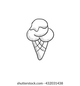 Eiscreme, Vektorgrafik Symbol einzeln auf Hintergrund. Handgezeichnete Eiscreme-Ikone. Eiscreme-Skizze-Symbol für Infografik, Website oder App.