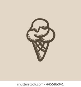 Icono de esbozo vectorial de helado aislado en el fondo. Icono de helado dibujado a mano. Icono de boceto de helado para infografía, sitio web o aplicación.