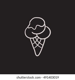 Icono de esbozo vectorial de helado aislado en el fondo. Icono de helado dibujado a mano. Icono de boceto de helado para infografía, sitio web o aplicación.