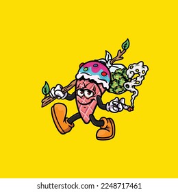 ice cream vector smoking joint hold nug weed