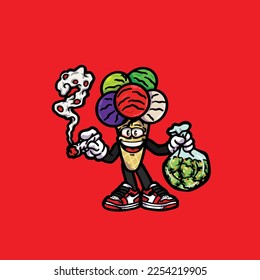 ice cream vector smoking joint hold nug weed cartoon
