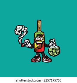 ice cream vector smoking joint hold nug weed cartoon