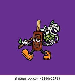 ice cream vector smoking joint hold nug weed cartoon