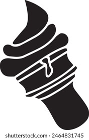 Ice Cream Vector Stencil, Black and White
