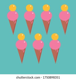 Ice Cream Vector. Sweet Ice Cream Print. Cute ice cream decor.