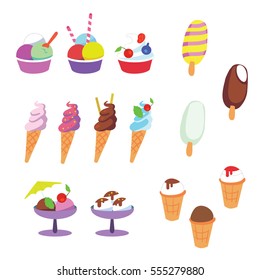 Ice cream vector sweet set