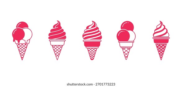 colección de Vector de helado, con un icono de postre negro diseñado en un estilo minimalista, y algunos gráficos modernos lindos para menús, tiendas y Anuncios de Web.