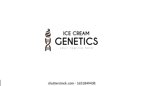 Plantilla vectorial de helado combinada con símbolos de ADN, inspiradores logos creativos con un aspecto atractivo