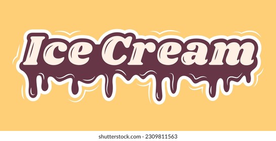 Ice Cream vector ilustración de texto en fondo amarillo