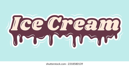 Ice Cream vector text illustration on a blue background