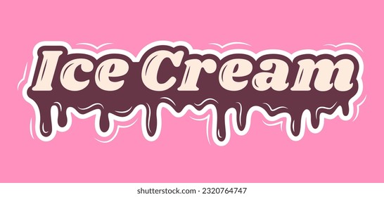 Ice Cream vector text illustration on a pink background