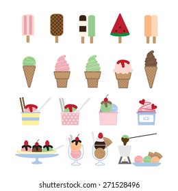 ice cream vector,dessert set