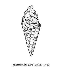 ice cream vintage hand drawing , logo element with traditional tattoo style