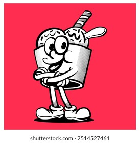 ice cream vintage mascot illustration