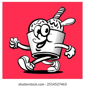 ilustração de mascote vintage de sorvete