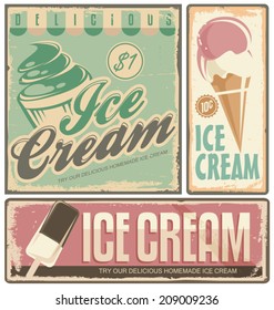 Ice Cream Vintage Metal Signs Set Stock Vector (Royalty Free) 209009236 ...