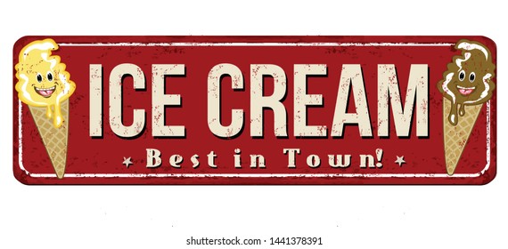 Ice Cream Vintage Rusty Metal Sign Stock Vector (Royalty Free ...