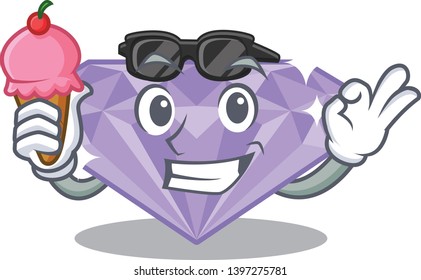 With ice cream violet diamond isolated with the character
