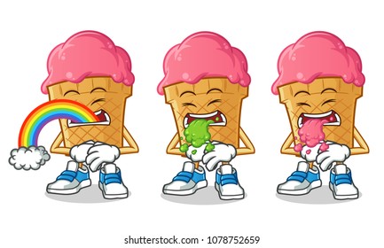 ice cream vomiting vector cartoon illustration
