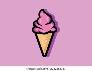 Ice cream with wafer cone logo design