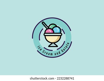 Ice cream with wafer cone logo design