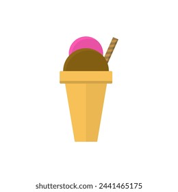 helado con diseño plano de oblea