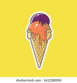  ice cream with wafer use flat desaign style. seticker ice cream with wafer 